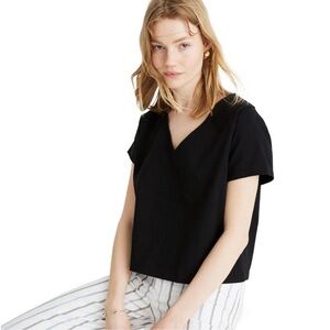 Madewell Setlist Boxy 100% Cotton Tee T-shirt Top Solid Black Cropped